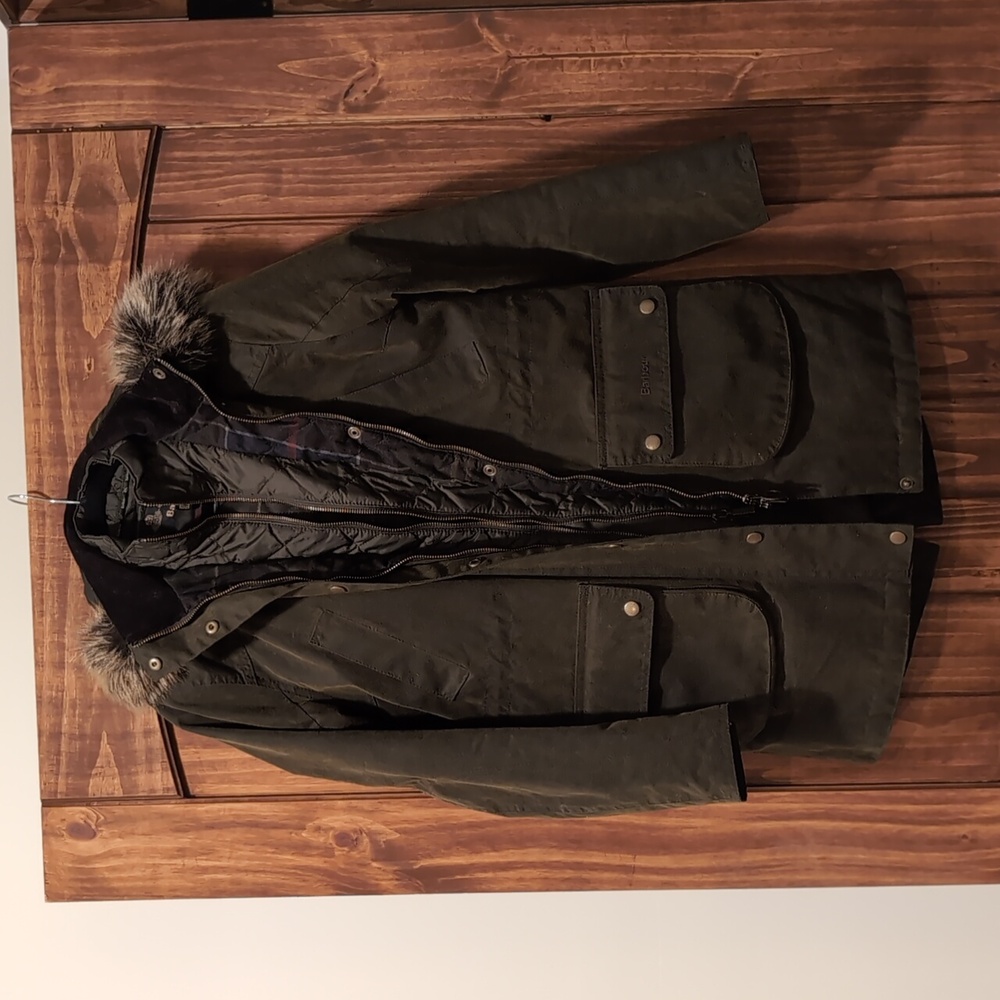 🍂 Fall is in the air 🍂 Barbour Thrunton Waxed Parka Women US6 UK10 NWOT